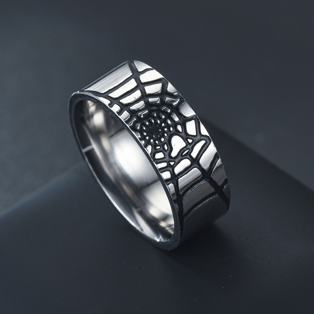 Men Accessories Silver - Bague en toile d'araignée Simple en