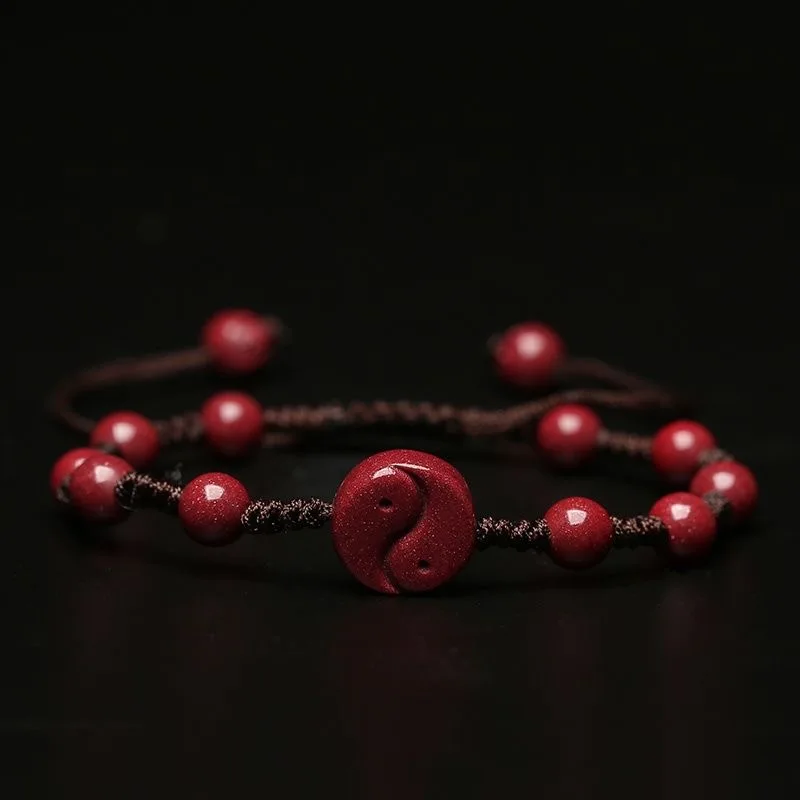 Bead Bracelet Men - Bracelet en perles de cinabre rouge