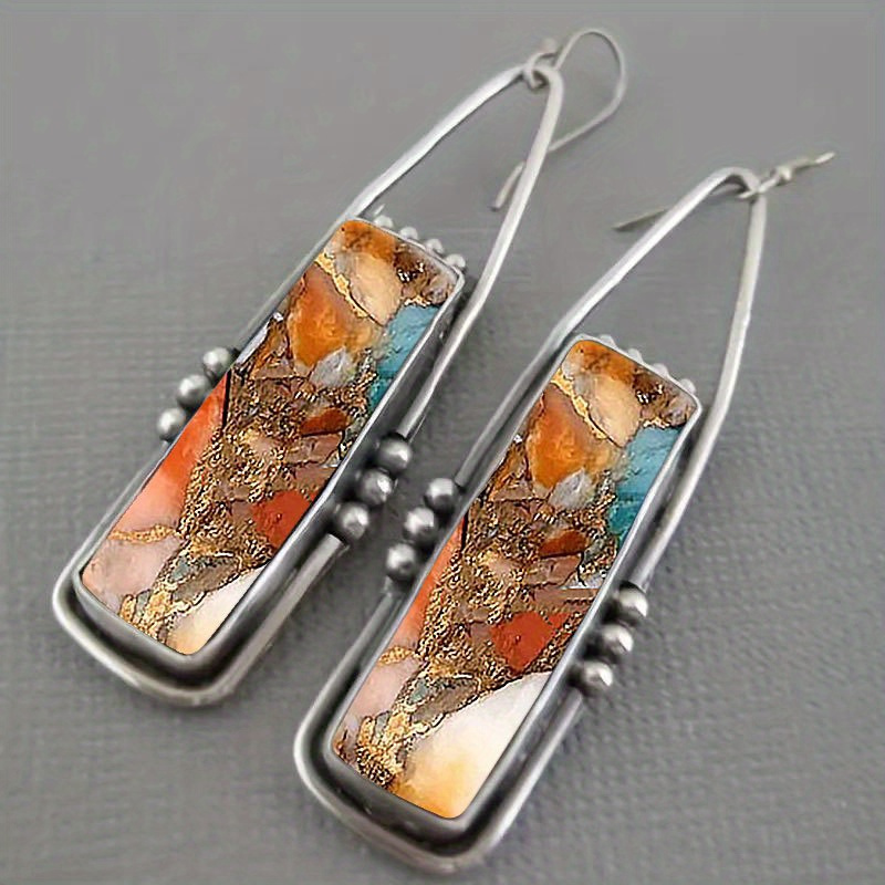 Men Accessories Ethnic - Boucles d'Oreilles Rétro Bohème Turquoise, Bijoux