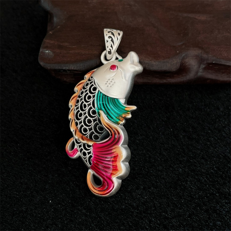 Men Accessories Ethnic - Pendentif Poisson Vintage en Relief pour