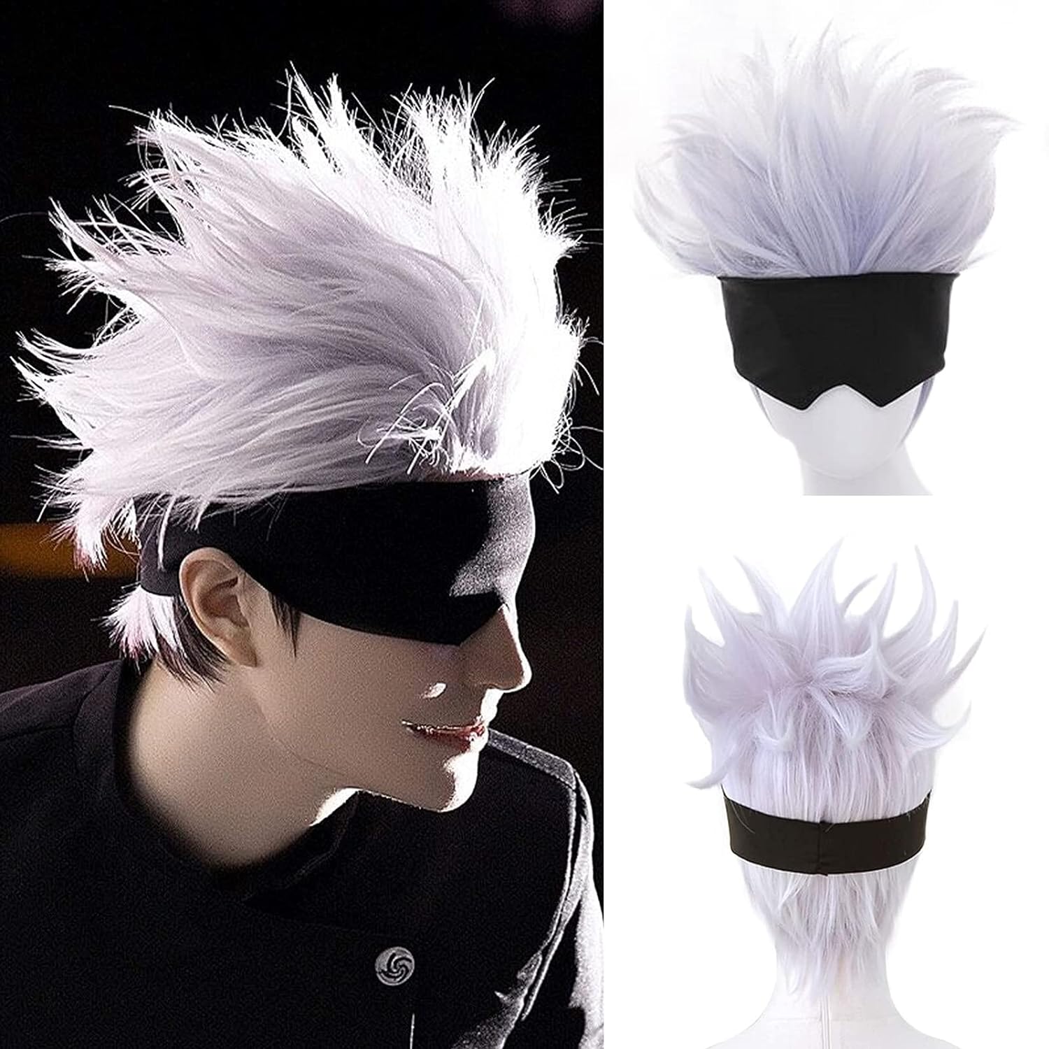 Perruque de Cosplay Courte et  - Men Accessories Silver avis et prix