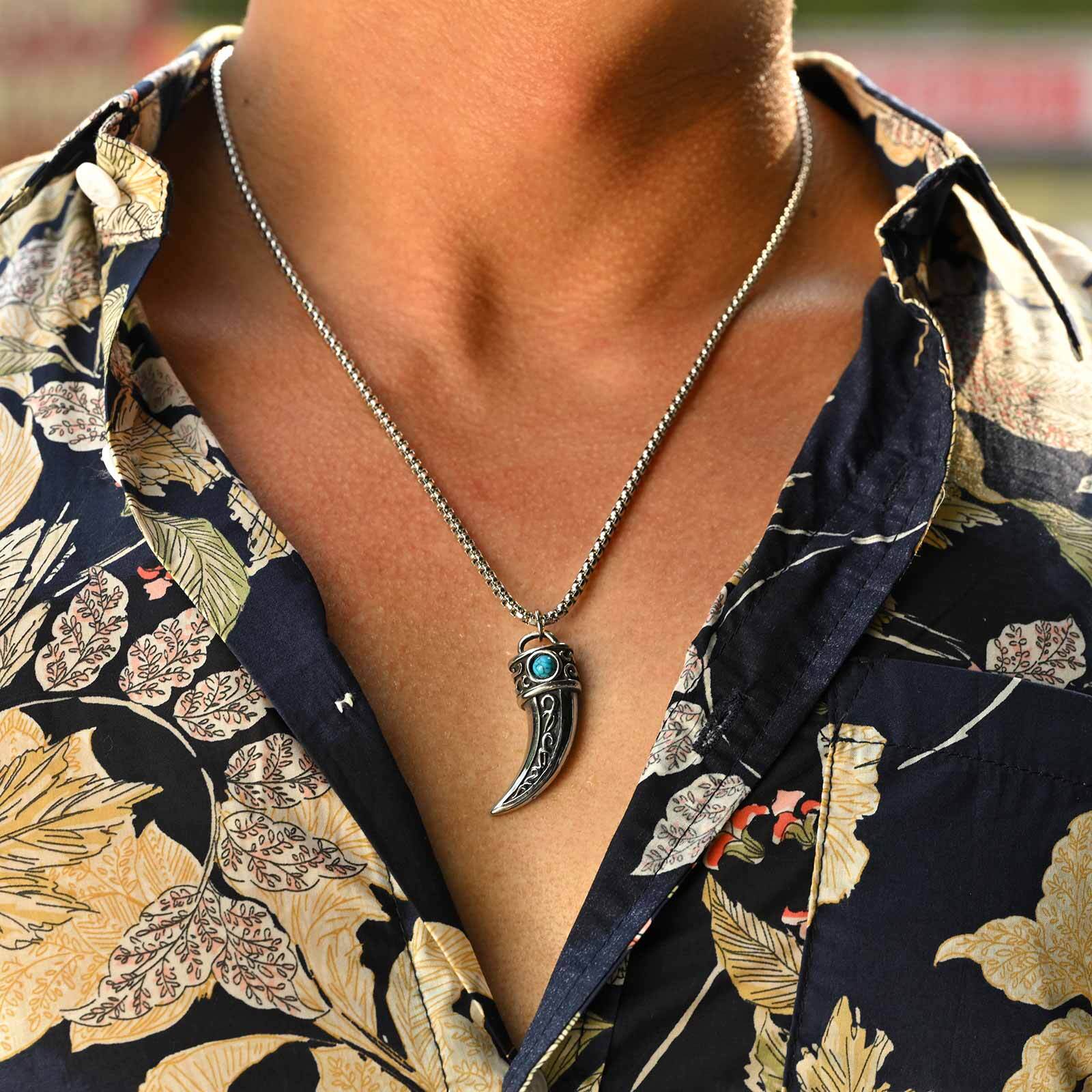 Collier à breloques en corne V - Men Accessories Ethnic avis et prix