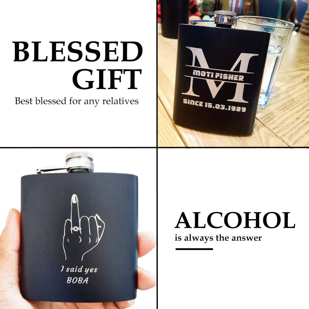 Flacon gravé personnalisé pour - Flask Stainless Steel avis et prix