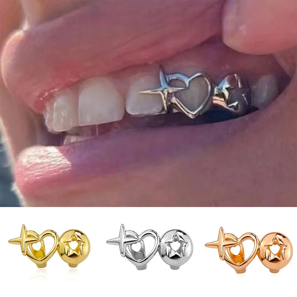 Punk Hip Hop creux coeur dents - Men Accessories Silver avis et prix